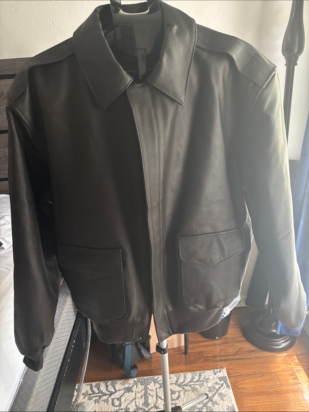 Men's 100% Genuine Leather Bomber Jacket in Brown